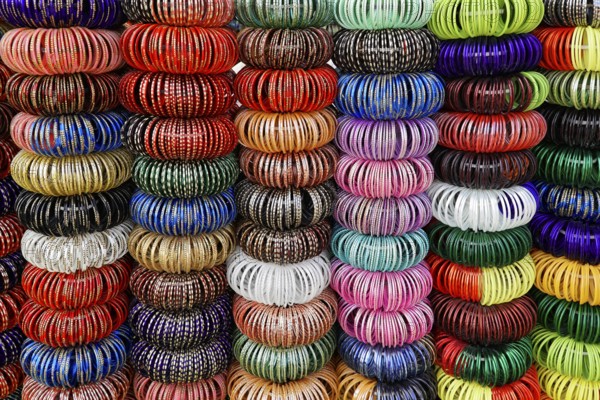 Indian bangles or bracelets in a jewellery shop, Jodhpur, Rajasthan, India