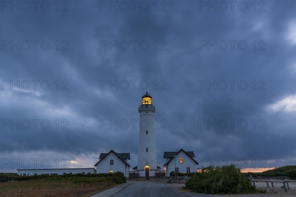 Hirtshals Fyr, lighthouse at dusk, Hirtshals, North Jutland, Denmark