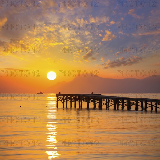 Majorca Muro beach sunrise in Alcudia Bay Mallorca at Balearic Islands of Spain