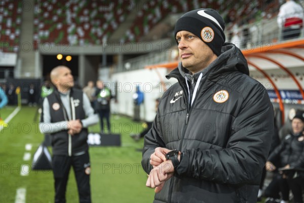 LUBIN, POLAND - MARCH 1, 2025: Football match between KGHM Zaglebie Lubin vs Piast Gliwice. Head coach of Zaglebie Marcin Wlodarski