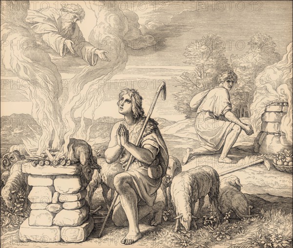 Cain and Abel offer their sacrifices, by Julius Schnorr von Carolsfeld, 1860