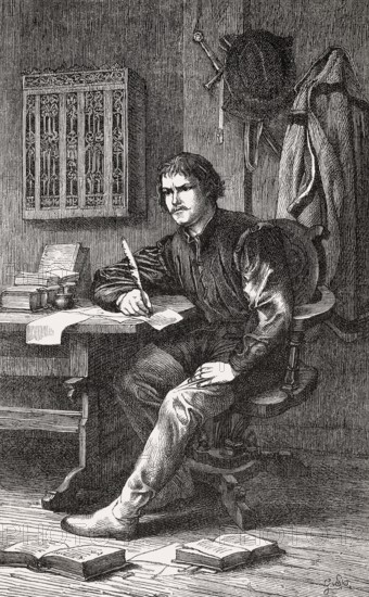 Martin Luther, translating the holy bible at the Wartburg castle, Germany, 1521-22