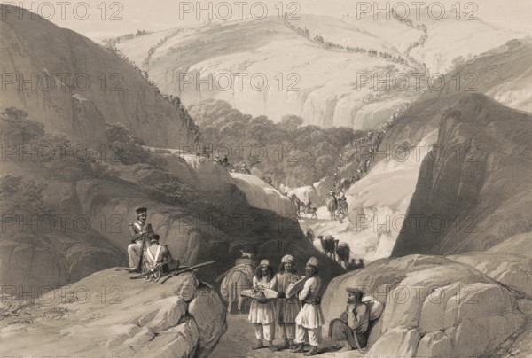 Siri-Kajaur Pass, Baluchistan, Pakistan, First Anglo-Afghan War, sketch by James Atkinson, 1840