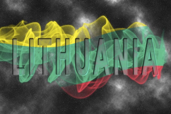 Lithuania Flag with Starry Background Smoke Effect