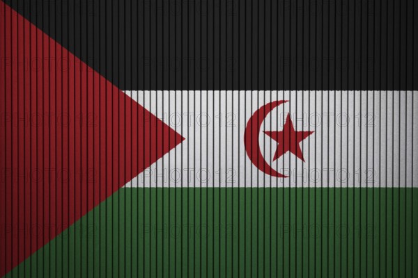 Western Sahara Flag painted on the cracked grunge concrete wall