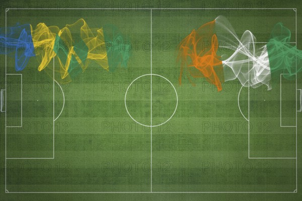 Saint Vincent and the Grenadines vs Ivory Coast Soccer Match, national colors, national flags, soccer field, football game, Competition concept, Copy space