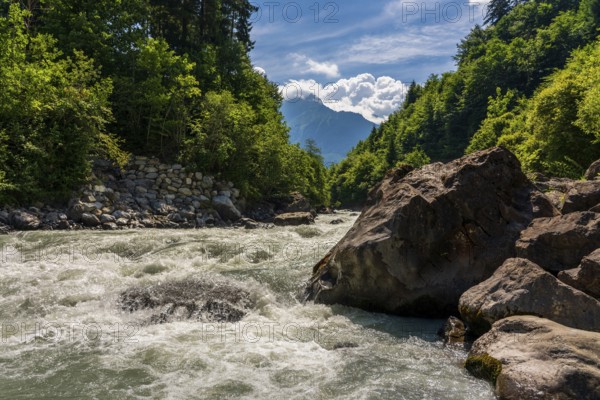 The Lütschine mountain river on Lake Thun in Switzerland