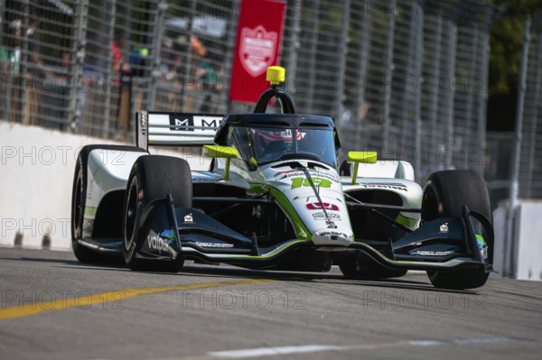 NTT INDYCAR SERIES driver, HUNTER MCELREA (R) (18) of Gold Coast, Australia, travels through the turns during a practice session for the Ontario Honda Dealers Indy Toronto at Streets of Toronto in Toronto ON