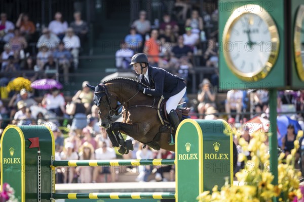 Cian O'Conner of Ireland and riding Fermoy compete in the first round of the 1.60m CPKC International during the Spruce Meadows Masters, presented by Rolex, in Calgary, Alberta, Canada, North America