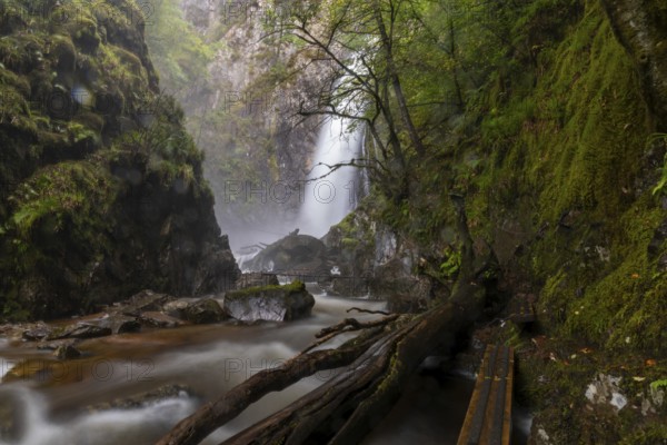 Grey Mares Tail Waterfall, waterfall near Kinlochleven, Highlands, Scotland, Great Britain