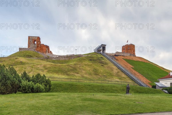 Remains of Upper Castle om hill in Vilnus, Lithuania
