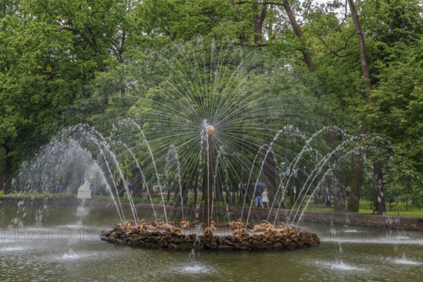 Sun Fountain in lower park in Peterhof, Russia