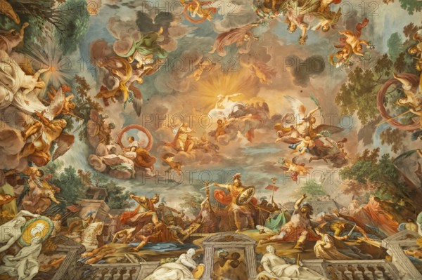 Rome, Italy, 28 December 2023: Galleria Borghese, Borghese Gallery, ceiling fresco's detail