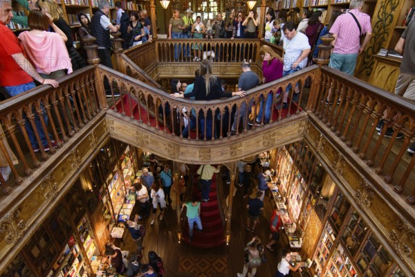 Interior of Lello Bookstore, one of the most beautiful bookstores in the world, in Porto, Portugal