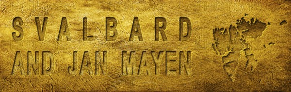 Svalbard and Jan Mayen Map and Text on Grunge Gold Texture