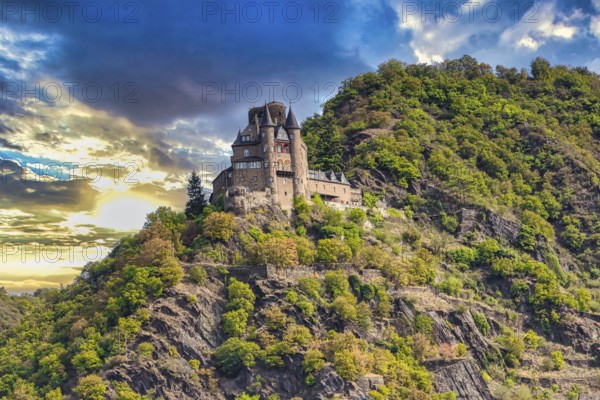 Katz Castle above St. Goarshausen in the Upper Middle Rhine Valley World Heritage Cultural Landscape in Rhineland-Palatinate