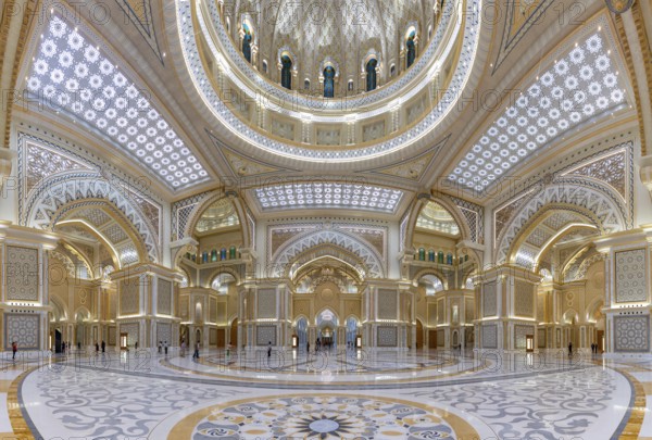 A picture of the lavish Great Hall of the Qasr Al Watan presidential palace