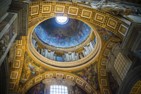 VATICAN CITY, VATICAN, OCTOBER 18, 2016: Interior of the famous St Peter's basilica. It is an Italian Renaissance church in Vatican City, the papal enclave within the city of Rome
