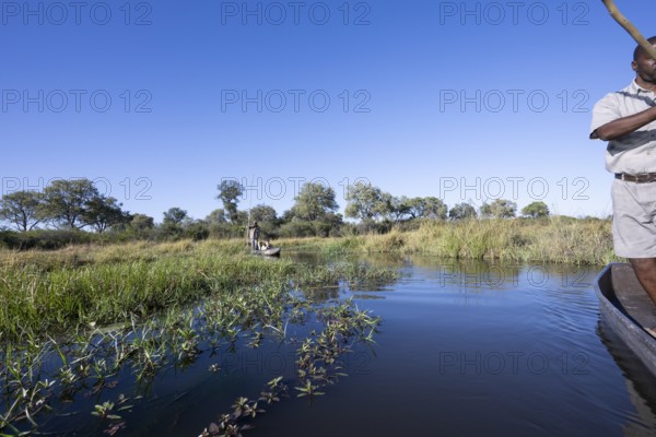 Mokoro, dugout canoe in the Okavango Delta, Khwai Northwest District, Moremi Game Reserve, Maun, Botswana