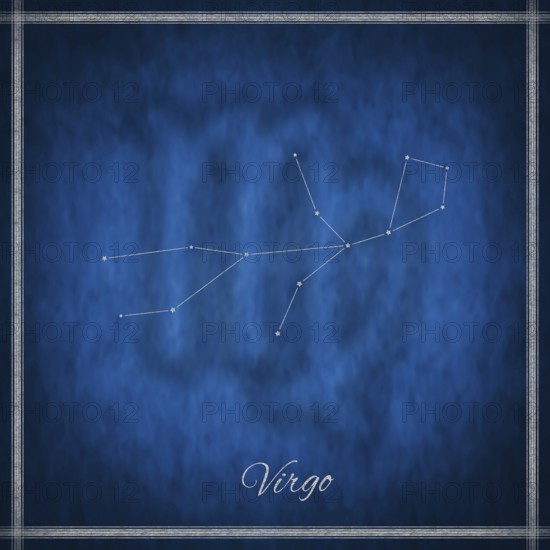 Virgo zodiac sign, constellation lines, Virgo symbol