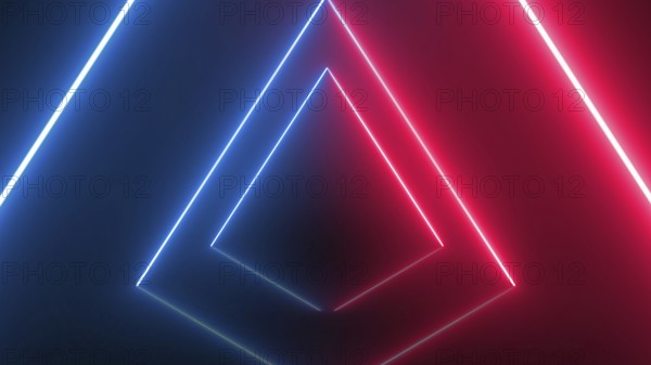 Abstract triangle geometric neon glowing lights line background