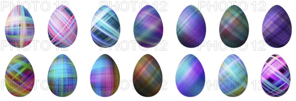 Colorful Easter Eggs set, multicolored Eggs set, Clipping path