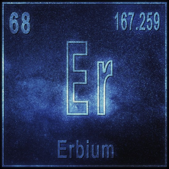 Erbium chemical element, Sign with atomic number and atomic weight, Periodic Table Element