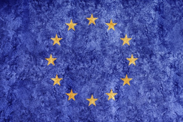 European Union Metallic flag, Textured flag, grunge flag