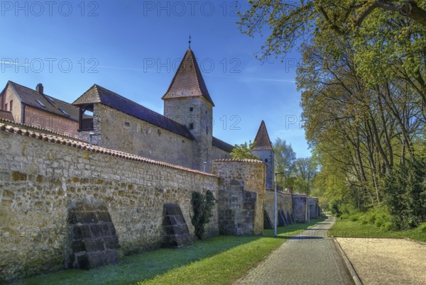 Historical city wall and garden in Amberg, Germany