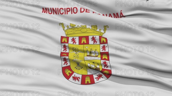 Closeup Panama City Flag, Capital City of Panama, Waving in the Wind