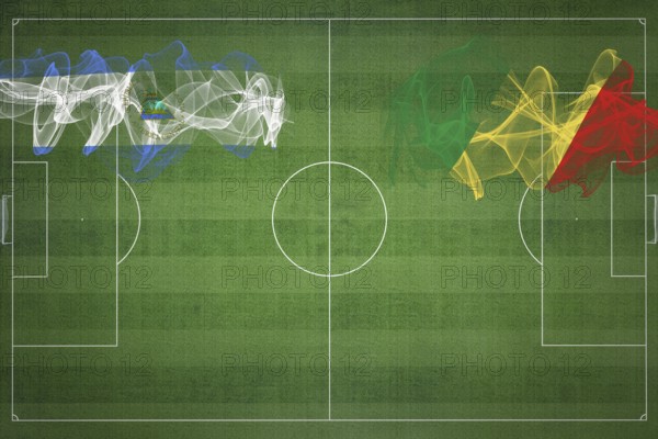 Nicaragua vs Congo Soccer Match, national colors, national flags, soccer field, football game, Competition concept, Copy space