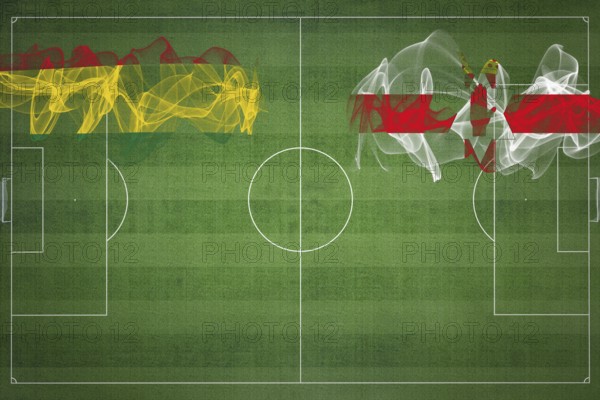Bolivia vs Northern Ireland Soccer Match, national colors, national flags, soccer field, football game, Competition concept, Copy space