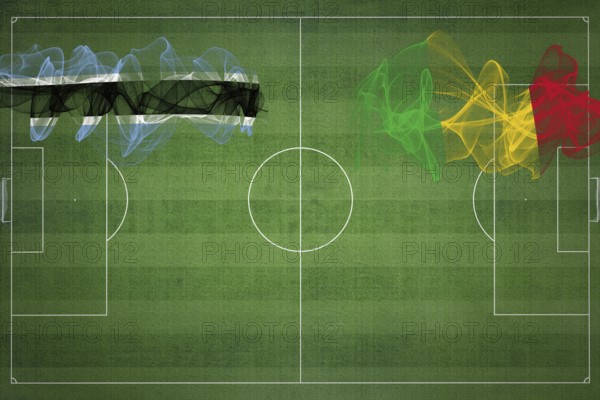 Botswana vs Mali Soccer Match, national colors, national flags, soccer field, football game, Competition concept, Copy space