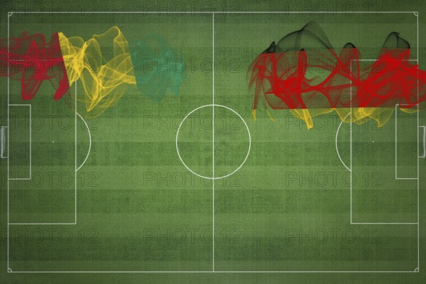 Guinea vs Germany Soccer Match, national colors, national flags, soccer field, football game, Competition concept, Copy space