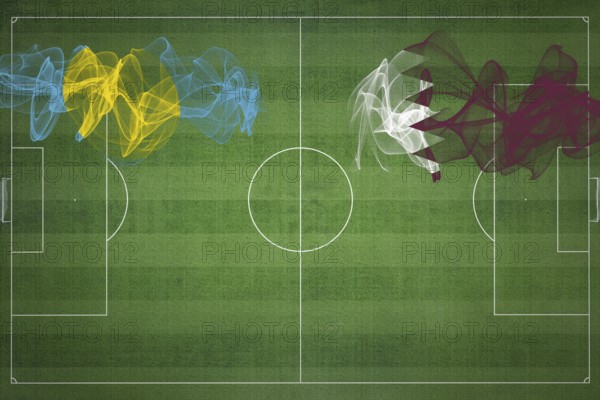 Palau vs Qatar Soccer Match, national colors, national flags, soccer field, football game, Competition concept, Copy space