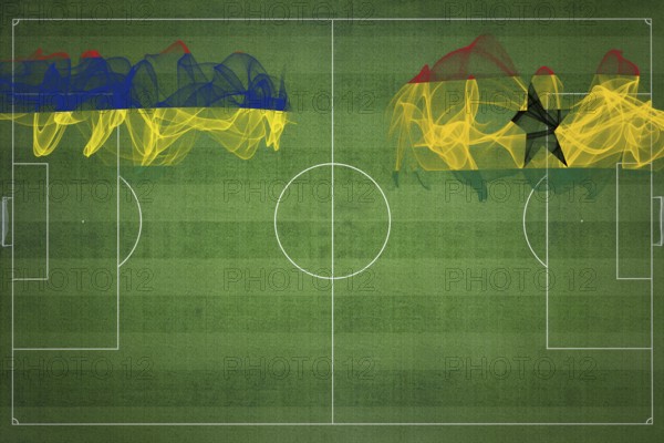 Mauritius vs Ghana Soccer Match, national colors, national flags, soccer field, football game, Competition concept, Copy space
