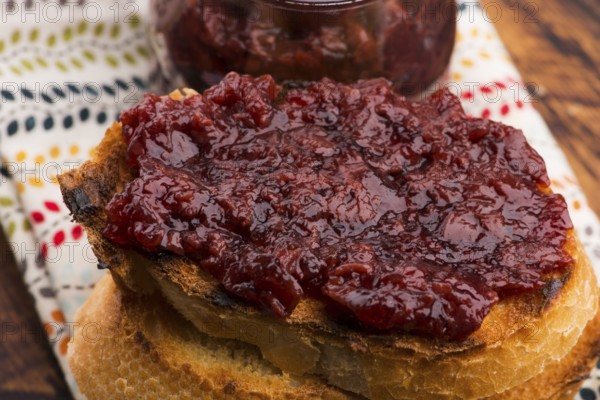 Bread with sweet cherry jam