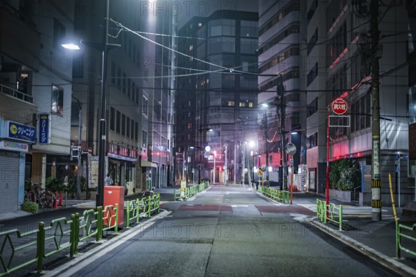 Alley back night view of Chuo-ku, Tokyo. Shooting Location: Tokyo metropolitan area