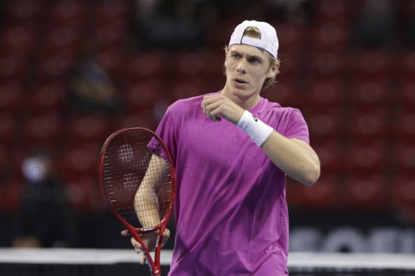 Sofia, Bulgaria - 10 November, 2020: Canada's Denis Shapovalov reacts during his ATP 250 Sofia Open match against Moldova's Radu Albot, Sofia, Bulgaria
