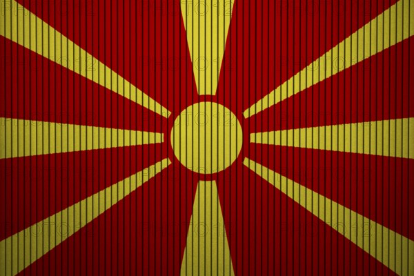 Macedonia Flag painted on the cracked grunge concrete wall