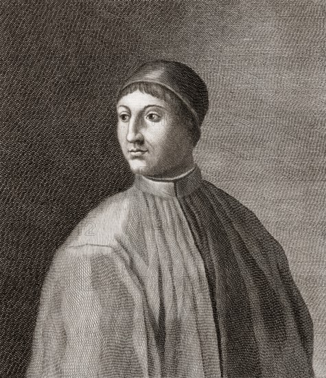 Agnolo Ambrogini, nickname Poliziano, 1454 – 1494, an Italian classical scholar and poet of the Florentine Renaissance