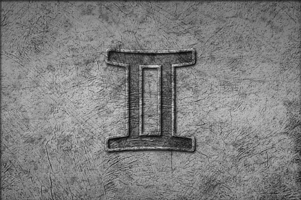 Gemini horoscope symbol, Gemini vintage style zodiac sign