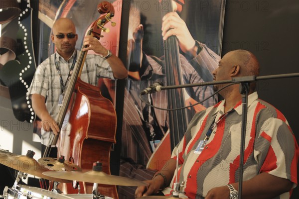 The Creole Sweet Tease Trixi Minx Band playing at the Piazza Grande at the 27th Ascona Jazz Festival at Lake Maggiore
