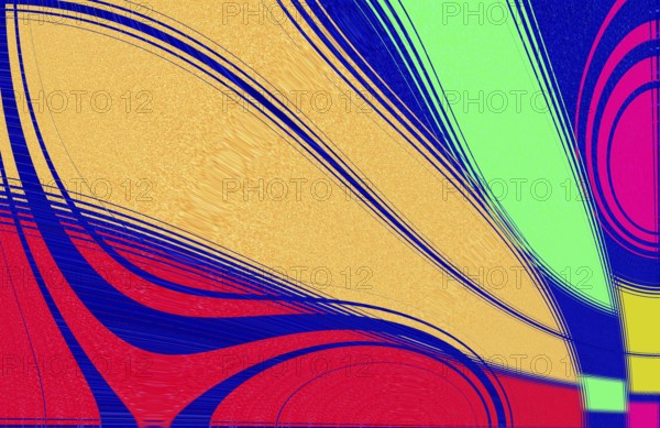 Abstract background of curves, lines and sweeping motion in rainbow colors