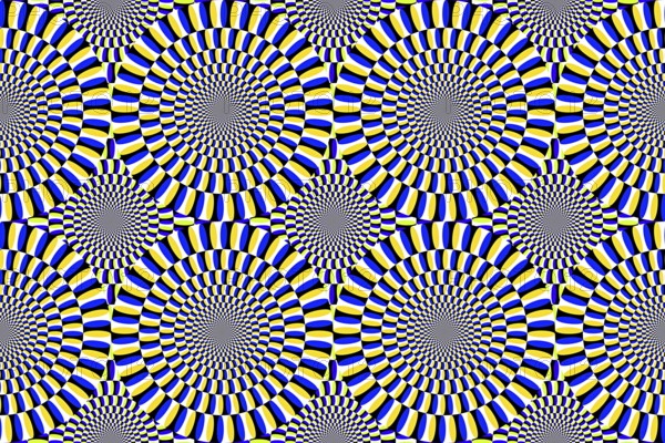An illustration of an optical Illusion moving circles seamless background