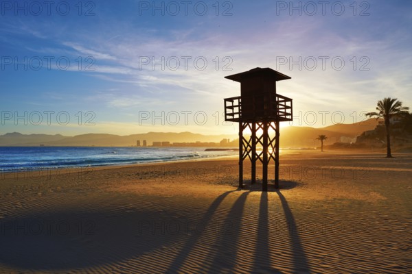Cullera Playa los Olivos beach sunset in Mediterranean Valencia at Spain