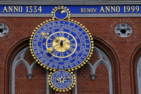 Clock at the Black Head House, Riga, Latvia