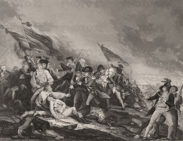 Death of Joseph Warren in the Battle of Bunker Hill, American Revolutionary War, siege of Boston, 1775