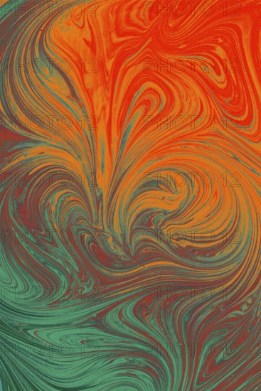 Beautiful abstract art of Ebru marbling painting techniques on water with acrylic paints