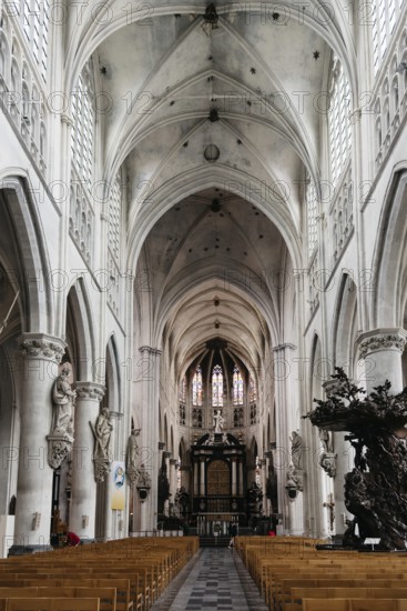 Mechelen, Belgium, July 30, 2016: Interior view of Cathedral of Mechelen. It is dedicated to Saint Rumbold